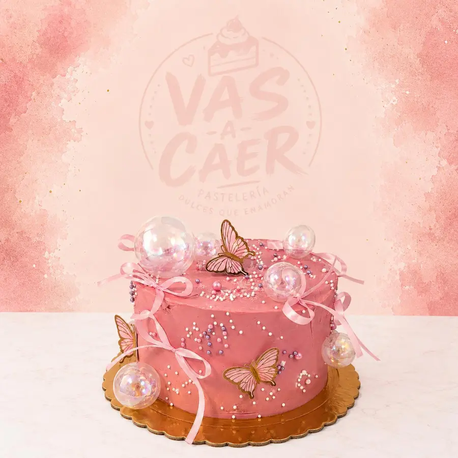 Tarta de mariposas y perlas
